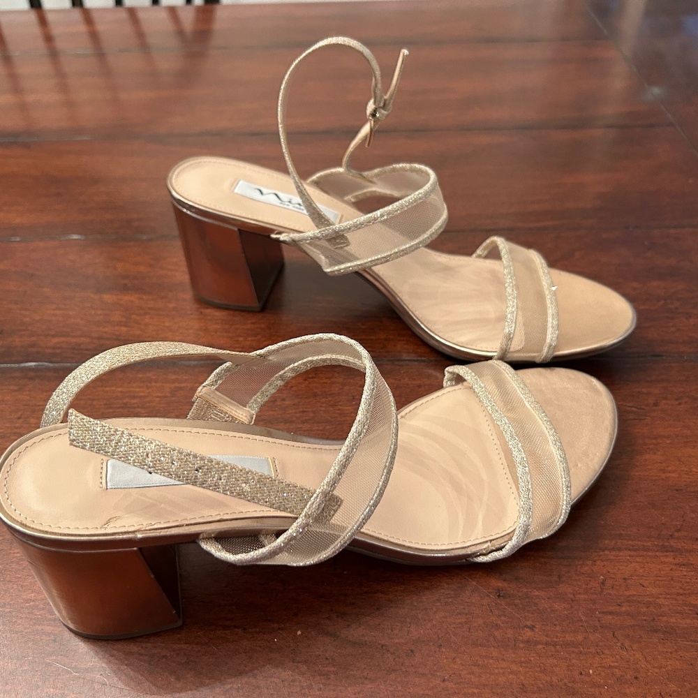 Wedding, special occasion gold sandal shoes, size 11M, never worn